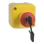 Station plast PB red mushr 40mm key 2NC