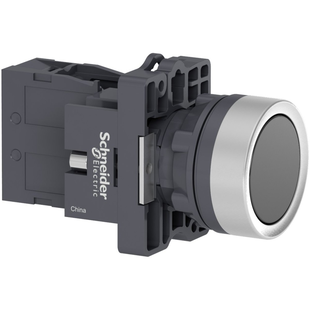 Comp PB plastic black flush push 1NO