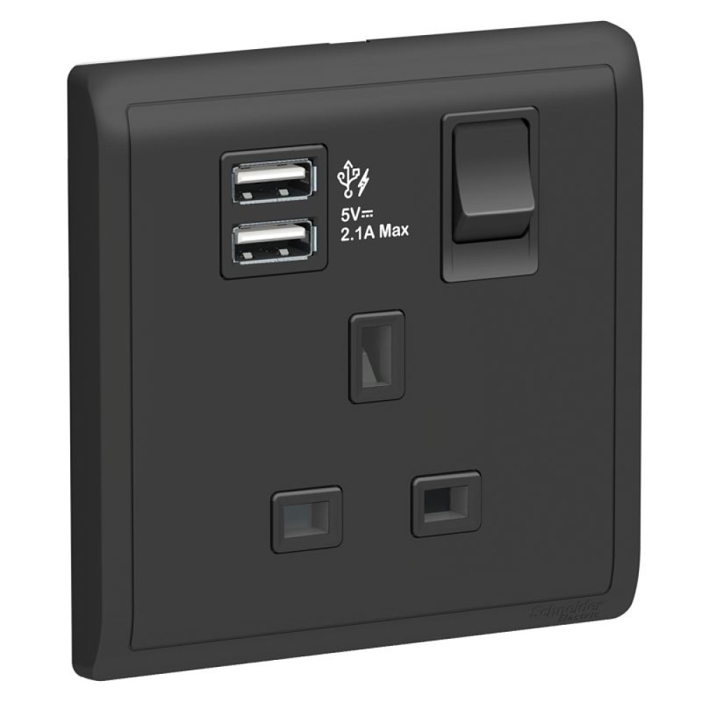 13A 1G Sw Socket with 2.1A USB, MB