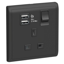 13A 1G Sw Socket with 2.1A USB, MB