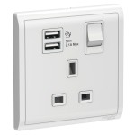 13A 1G Sw Socket with 2.1A USB, WE