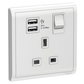 13A 1G Sw Socket with 2.1A USB, WE