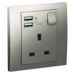 13A 1G Sw Socket with 2.1A USB, AS