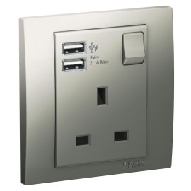 13A 1G Sw Socket with 2.1A USB, AS