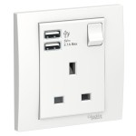 13A 1G Sw Socket with 2.1A USB, WE