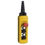 Pendant control station- plastic- yellow- 4 push buttons- 1 emergency stop